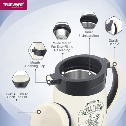 Trueware Aqua Jug Insulated Flask - 750 Ml | Insulated Tea Pot Kettle Inner Steel Outer Plastic | Hot & Cold | Food Grade Plastic | Lightweight BPA-Free | Wide Mouth Design | Ideal for Office, Travel - Image 5
