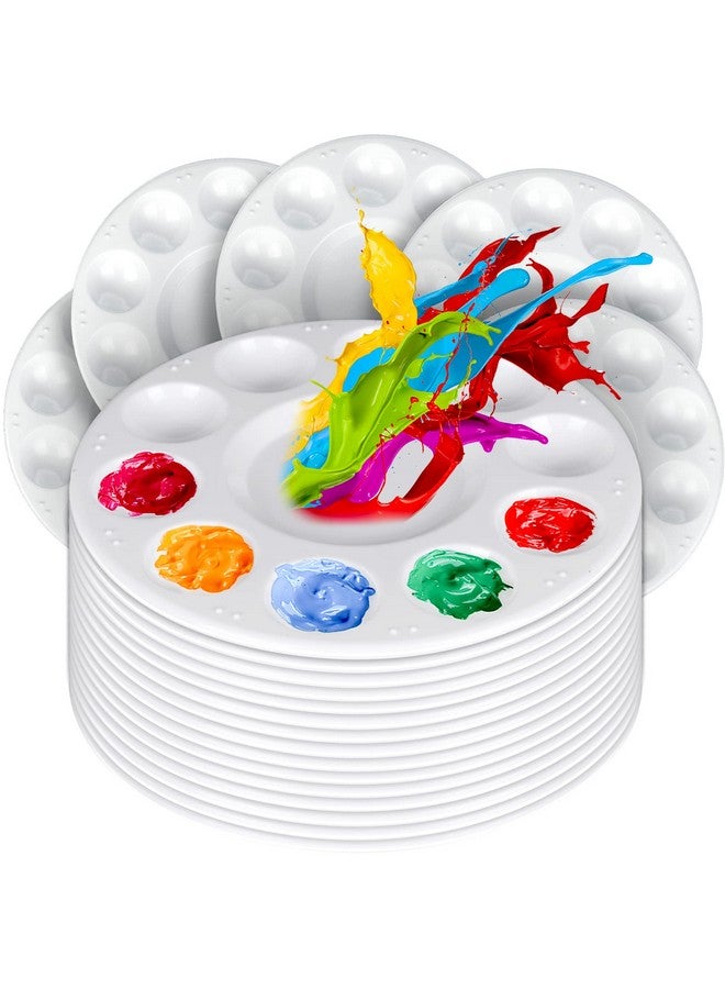 فندامي 20 قطعة من صينية الطلاء البلاستيكية المستديرة، صواني الطلاء للأطفال، صينية لوحة الطلاء، لوحات الطلاء مع 10 آبار للبالغين والأطفال للرسم أو فئة الحرف اليدوية باللون الأبيض - Image 1