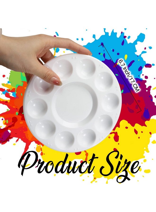فندامي 20 قطعة من صينية الطلاء البلاستيكية المستديرة، صواني الطلاء للأطفال، صينية لوحة الطلاء، لوحات الطلاء مع 10 آبار للبالغين والأطفال للرسم أو فئة الحرف اليدوية باللون الأبيض - Image 2