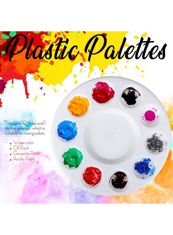 فندامي 20 قطعة من صينية الطلاء البلاستيكية المستديرة، صواني الطلاء للأطفال، صينية لوحة الطلاء، لوحات الطلاء مع 10 آبار للبالغين والأطفال للرسم أو فئة الحرف اليدوية باللون الأبيض - Image 3
