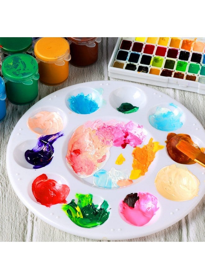 فندامي 20 قطعة من صينية الطلاء البلاستيكية المستديرة، صواني الطلاء للأطفال، صينية لوحة الطلاء، لوحات الطلاء مع 10 آبار للبالغين والأطفال للرسم أو فئة الحرف اليدوية باللون الأبيض - Image 5