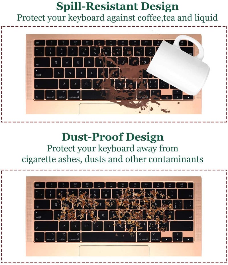OJOS Premium Ultra Thin Keyboard Cover Protector Compatible with MacBook Air 13 Inch 2020 with Touch ID (MODLE A2179 & A2337 M1 Chip, US Layout) Silicon Skin-Black - Image 5