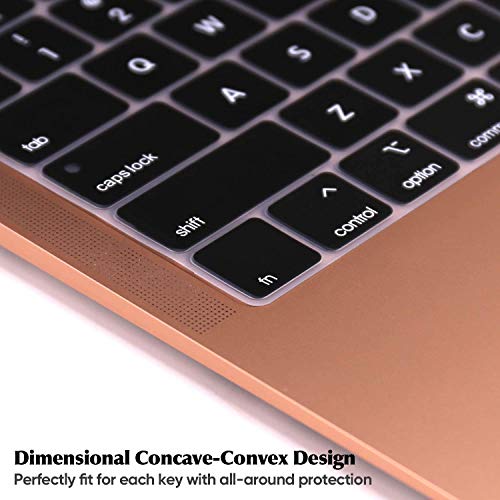 OJOS Premium Ultra Thin Keyboard Cover Protector Compatible with MacBook Air 13 Inch 2020 with Touch ID (MODLE A2179 & A2337 M1 Chip, US Layout) Silicon Skin-Black - Image 2