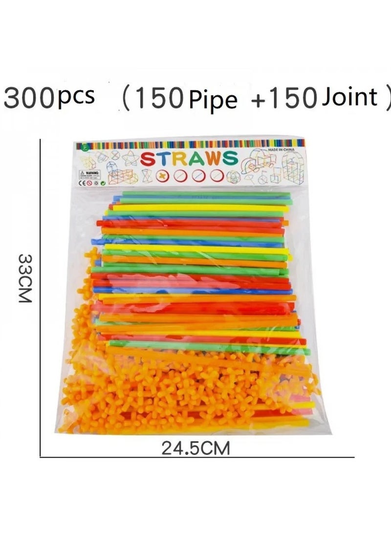 Construction 300 Pieces Toys Straw Building Set - Image 3