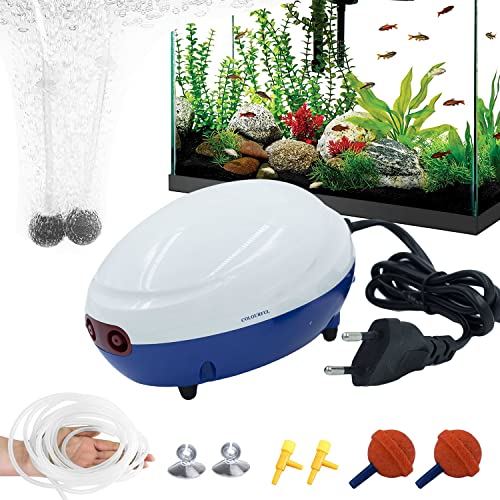 COLOURFUL - Dual Outlet Aquarium Air Pump, Fish Tank Aerator with Accessories, Quiet Oxygen Pump for Large Size Tank | Suitable to 100L to 300L | RS-503 (Set of 1, Combo - 2) - Image 1