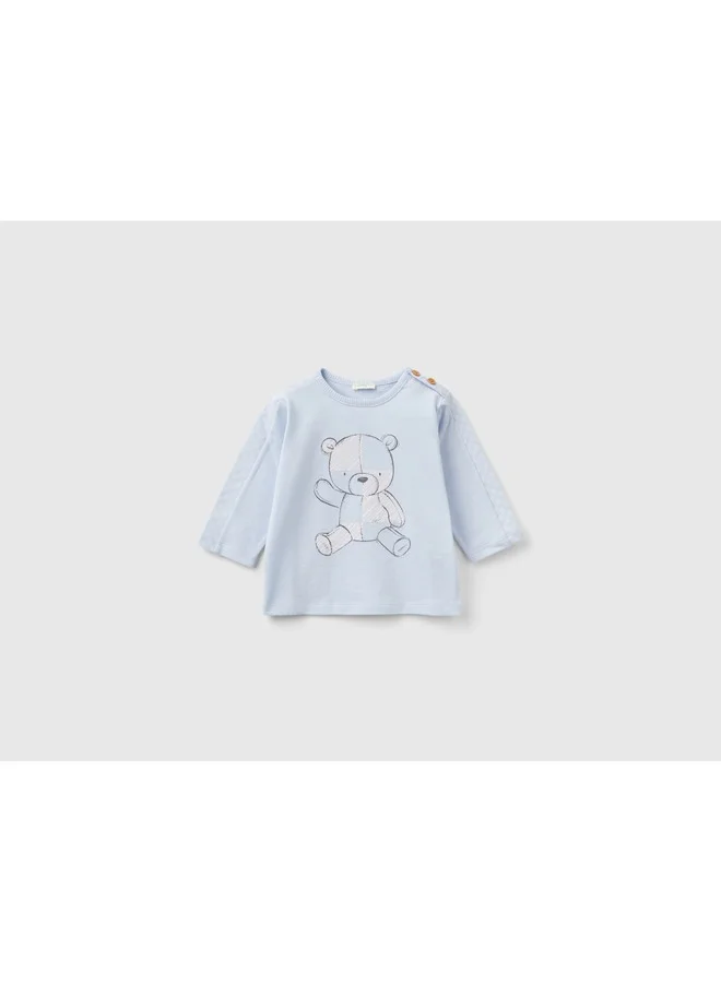يونايتد كولورز أوف بينتيون Optical T-Shirt With Teddy Bear Print