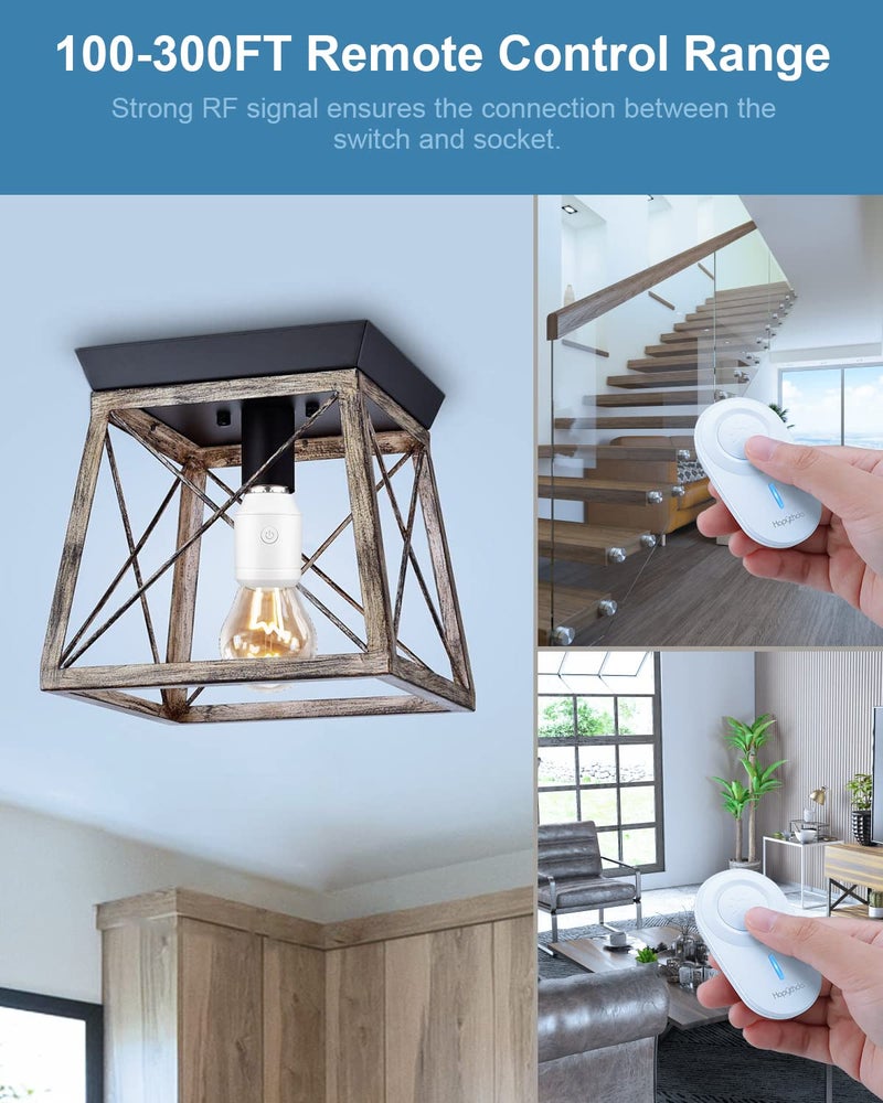 HAPYTHDA Remote Control Light Socket for 500W E26/E27 Bulb Base Holder, No Wiring Wireless Light Switch Kit Light Fixtures - Image 5