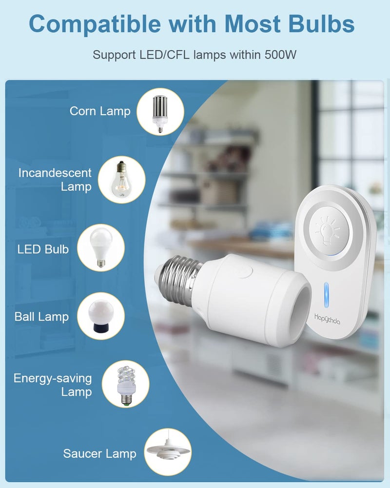 HAPYTHDA Remote Control Light Socket for 500W E26/E27 Bulb Base Holder, No Wiring Wireless Light Switch Kit Light Fixtures - Image 4