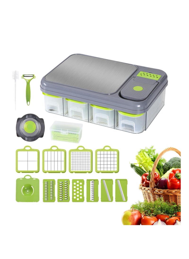 SYOSI Vegetable Chopper, 15-In-1 Veggie Chopper, Cheese Slicer, Food Chopper with Container, Vegetable Slicer Dicer Cutter, Mandoline Slicer, Multifunctional Kitchen Gadgets for Onion, Cucumber, Potatoes - Image 1