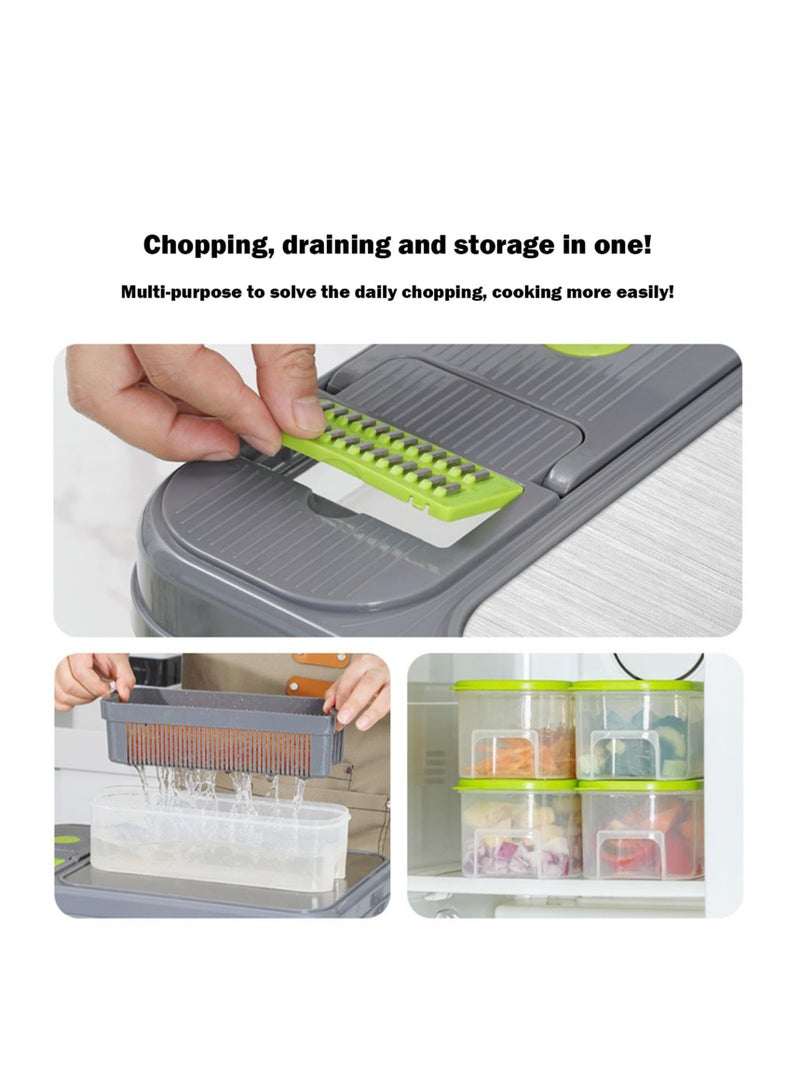 SYOSI Vegetable Chopper, 15-In-1 Veggie Chopper, Cheese Slicer, Food Chopper with Container, Vegetable Slicer Dicer Cutter, Mandoline Slicer, Multifunctional Kitchen Gadgets for Onion, Cucumber, Potatoes - Image 4