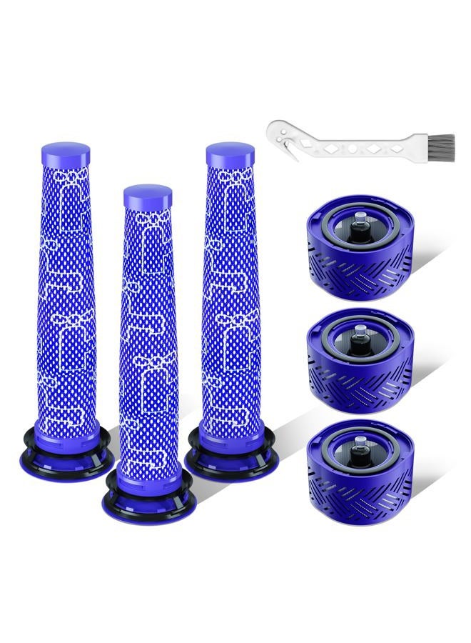Nukisa Vacuum Filter Replacement Parts Compatible with Dyson V7/V8 Animal, V8 Absolute & SV10 Cordless Vacuum Cleaners, Replaces Part # 965661-01 & 967478-01 (V7/V8-3 Pack Pre-Filters & 3 Pack Post-Filters) - Image 1