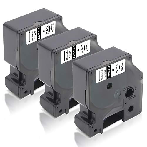 Absonic 3-Pack Compatible Label Tape Replacement for Dymo D1 53713 24mm Black on White Cassette Tape for MobileLabeler LabelManager 450D 500TS PnP 400 450 Duo Label Maker, 1'' x 23' - Image 1