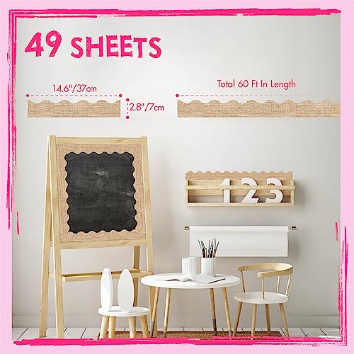 ERKE 60 Feet Bulletin Board Border, 49 Sheets Burlap Scalloped Border Trim Board Border with Wavy Line Design Decoration for School, Classroom & Offices - Image 2