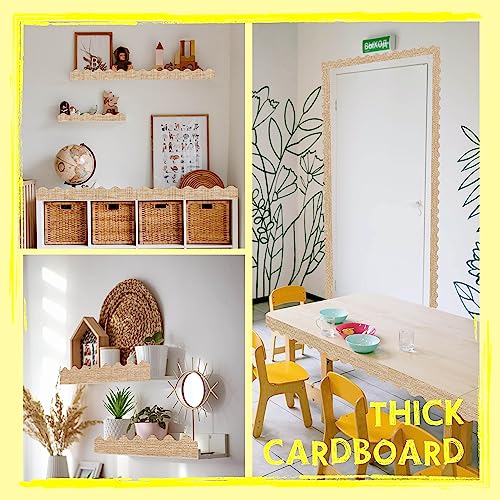 ERKE 60 Feet Bulletin Board Border, 49 Sheets Burlap Scalloped Border Trim Board Border with Wavy Line Design Decoration for School, Classroom & Offices - Image 5