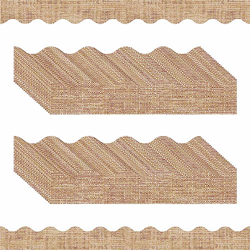 ERKE 60 Feet Bulletin Board Border, 49 Sheets Burlap Scalloped Border Trim Board Border with Wavy Line Design Decoration for School, Classroom & Offices - Image 1