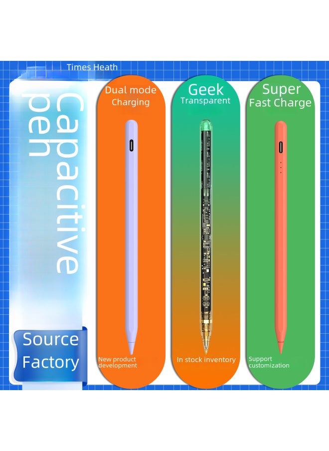 Generic Magnetic Attraction Ipad Capacitive Pen Handwriting Pen Suitable For Android Universal Pencil Fast Charging Touch Control-Color:10Pro Transparent IPad Special Pen-magnetic Charging + Pen Induction Boot  - Image 2