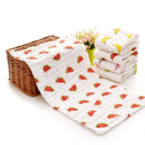MOM CARE Muslin Burp Cloth for Baby | 6 Layer Soft Cotton Burping Cloth for Newborn Baby | Reusable Baby Towels, Washcloth, Hanky & Feeding Wipe for Infants Toddlers Pack of 5 - Image 1