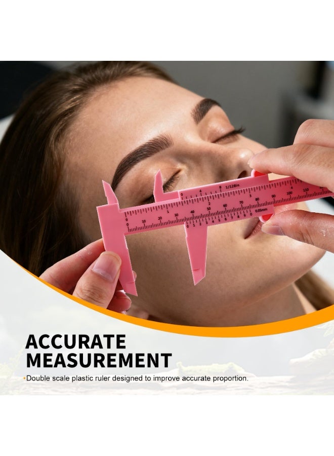 2Pcs Double Scale Eyebrow Measuring Vernier Caliper, Brow Mapping Sliding Ruler for Microblading Tattoo Artists, Pink & Blue - Image 2