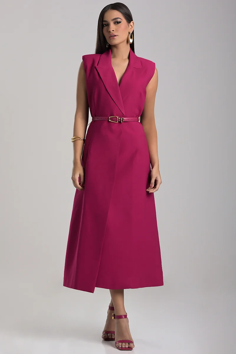 Fuchsia Tailored Dress with Belt