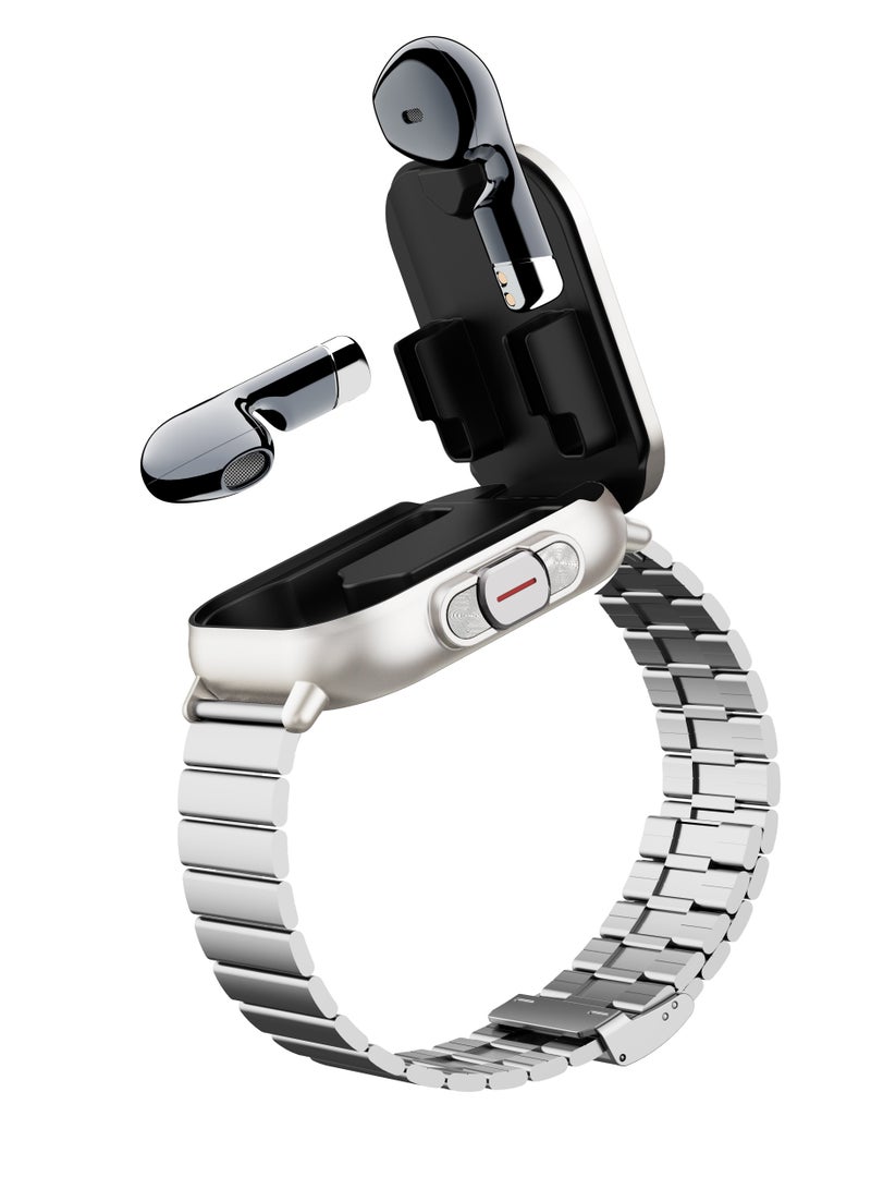 general Smartwatch with Earphones, 2.01 HD Smartwatch Health and Fitness Tracker for Men and Women, Call and Fitness Watch, Compatible with iOS and Android (Stainless Steel) - Image 2