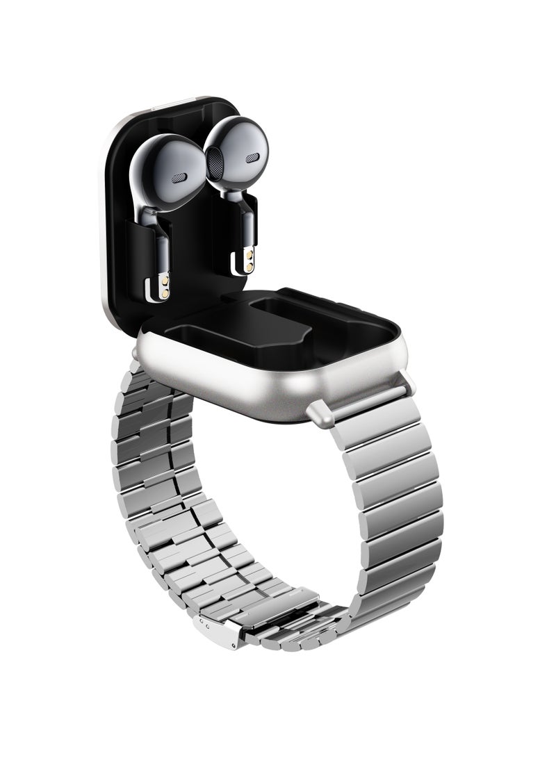 general Smartwatch with Earphones, 2.01 HD Smartwatch Health and Fitness Tracker for Men and Women, Call and Fitness Watch, Compatible with iOS and Android (Stainless Steel) - Image 4