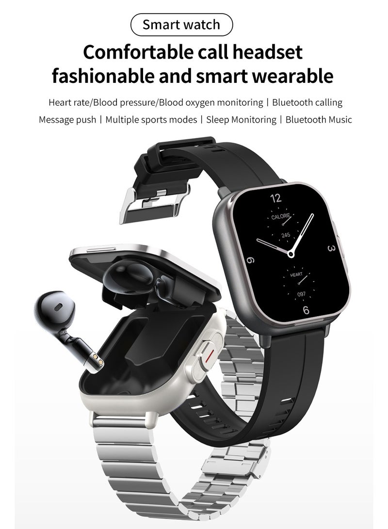 general Smartwatch with Earphones, 2.01 HD Smartwatch Health and Fitness Tracker for Men and Women, Call and Fitness Watch, Compatible with iOS and Android (Stainless Steel) - Image 5