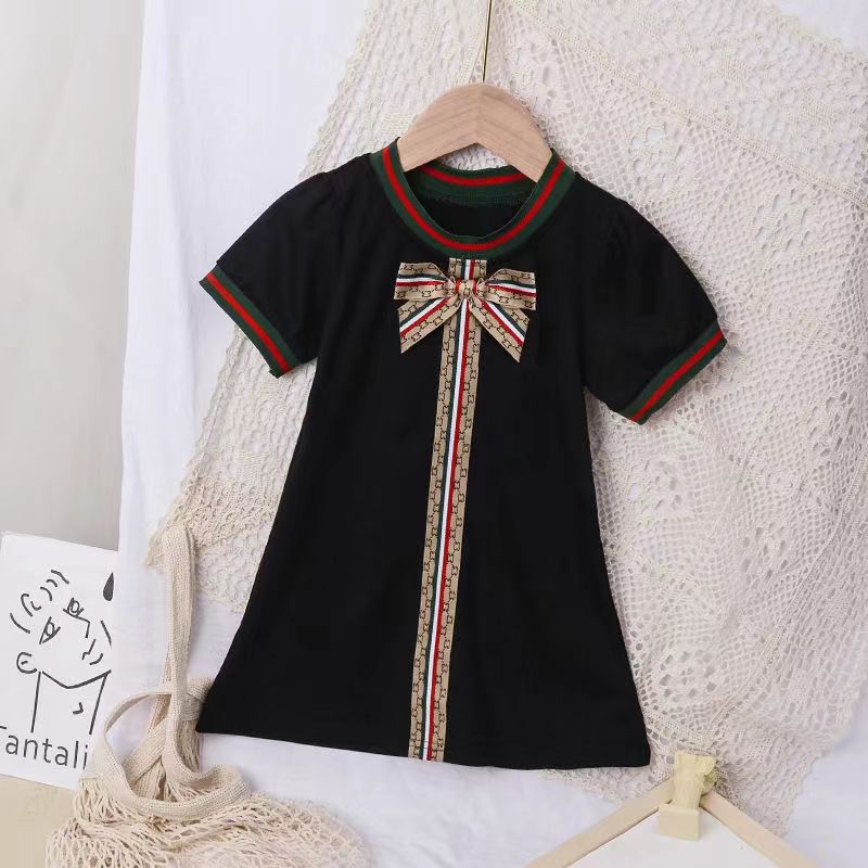 Factory Girls Ethnic Style Dress Short Sleeve Bow Multi-Color Dress Small And Medium-Sized Girls Children'S Clothing Summer - Image 5