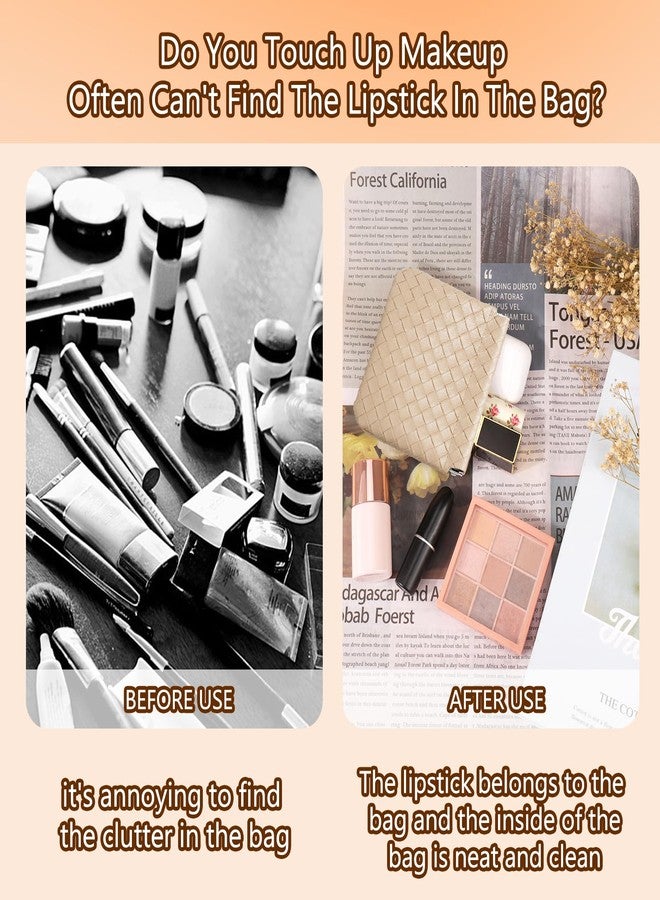 BUSOHA 4 PCS Small Makeup Bag for Purse, Mini Portable Cosmetic Bags for Women, Weave Coin Purse Lipstick Cosmetic Accessories Organizer, Small Travel Kit Storage Pouch - Image 5