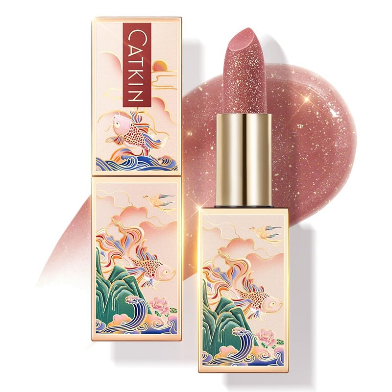 CATKIN Tinted Lip Balm Glitter Lip Stain Ultra Hydrating Lip Moistrurizer Lip Care with Vitamin E Nourishing For Cracked & Dry Lips 0.12 oz C15 Destiny - Wine Red - Image 1