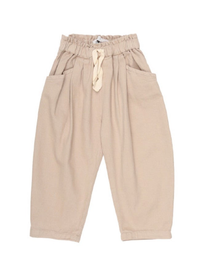 Zara kids' Comfortable Casual Harem Pants Solid Color Stylish Cargo Drawstring Pants - Image 1