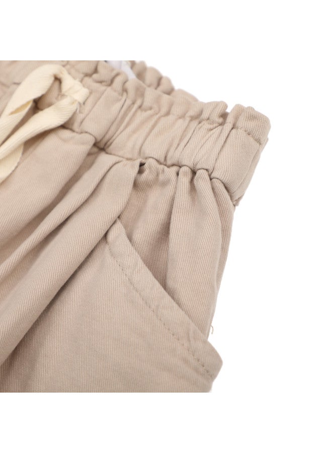 Zara kids' Comfortable Casual Harem Pants Solid Color Stylish Cargo Drawstring Pants - Image 5