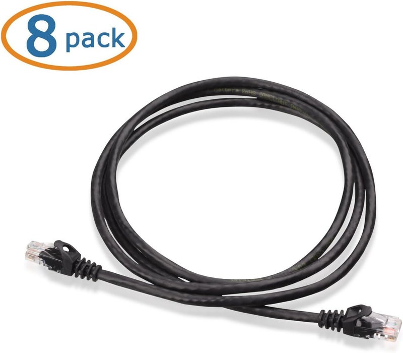 CableMatters 8-Pack Snagless Cat 5e Ethernet Cable - 5ft, Gigabit Cat5e Cable, Cat5e Ethernet Cord, Black - Image 2