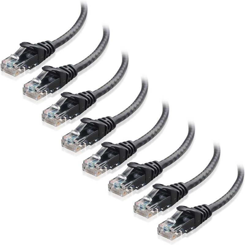 CableMatters 8-Pack Snagless Cat 5e Ethernet Cable - 5ft, Gigabit Cat5e Cable, Cat5e Ethernet Cord, Black - Image 1