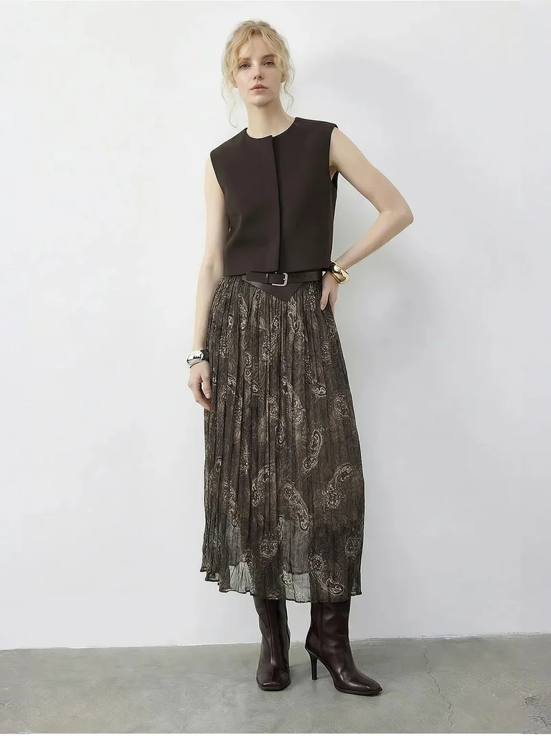 بيانكو لوتشي LUCCI High Waist Paisley Maxi Skirt with Belt
