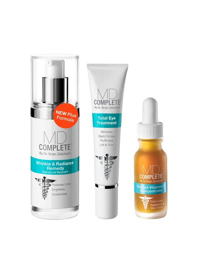 MD Complete by Dr. Brian Zelickson Md Complete Wrinkle Radiance Trio By Dr. Brian Zelickson - Professional Dermatologist Skincare With Retinol, Vitamin C, Peptides And Hyaluronic Acid - Image 1