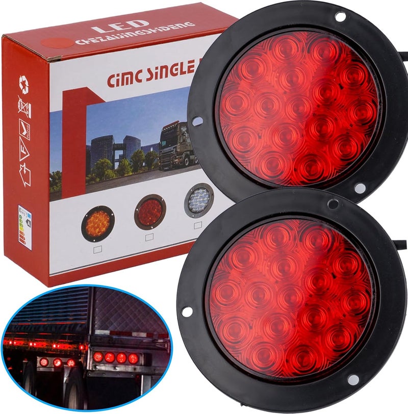 LIGBT 4 Inch Red Led Round Trailer Tail Lights 4" led trailer stop brake turn tail lights 16 LED Waterproof led trailer lights for Trailer Boat Truck RV - Image 5