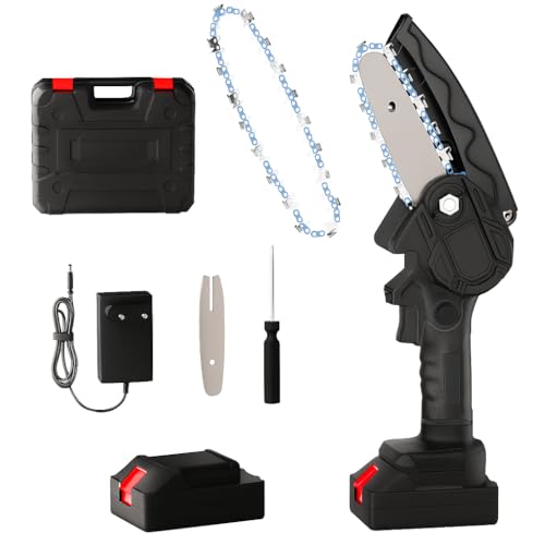 Shopper52 21V Cordless Mini Chainsaw | One-Handed Lightweight Design | Portable Battery Powered Wood Cutter for Tree Trimming & Gardening - Image 1