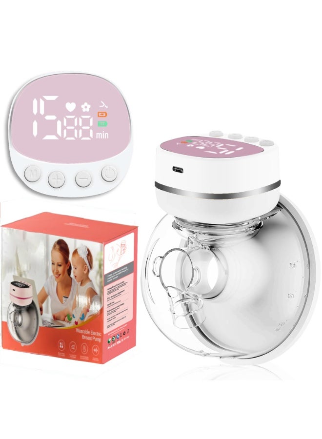 Electric wearable breastfeeding pump Hands Free, Low Noise and Pain Free, Longer Battery Life & LED Display Wireless, 6oz/180ml,3 Modes 9 Levels Suction，white-pink - Image 1