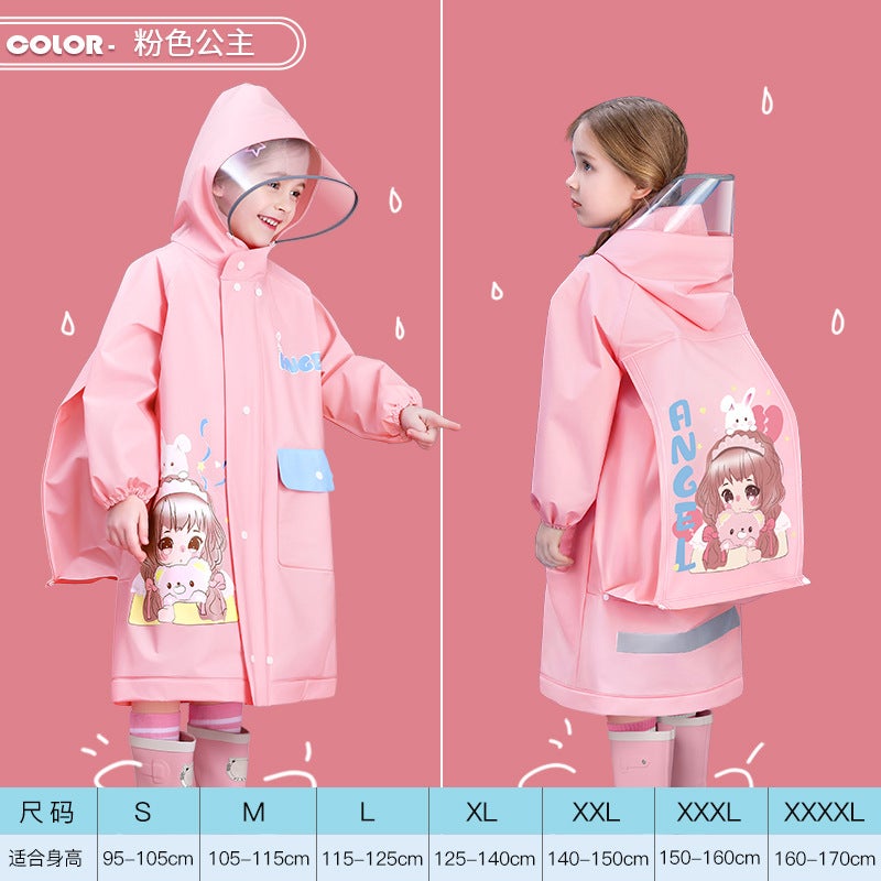 Children'S Raincoat Thickeneded And Longed For Boys And Girls Primary School Students First Grade New Style Poncho With School Bag For Older Kidsren To Go To School - Image 1