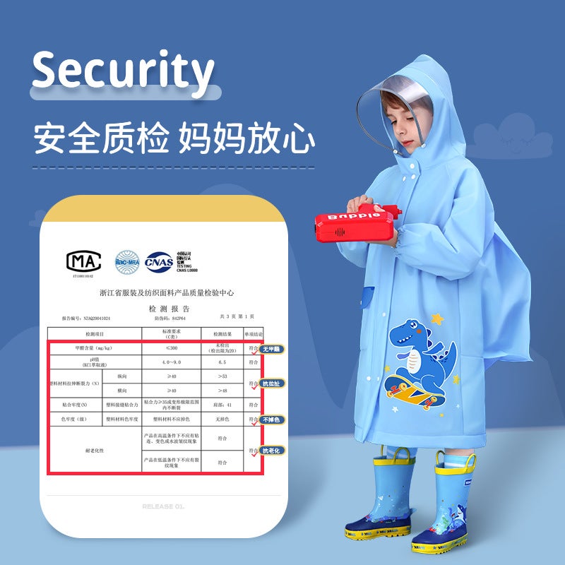 Children'S Raincoat Thickeneded And Longed For Boys And Girls Primary School Students First Grade New Style Poncho With School Bag For Older Kidsren To Go To School - Image 5