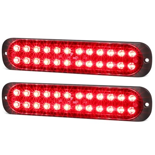 XtraGlow 7.5 inch Aluminum Housing Red Stop Brake Turn Signal LED Trailer Lights 24LEDs Waterproof Surface Mount Side Marker Lights for Truck Tractor Motorcycle Jeep RV, 2Pcs - Image 1