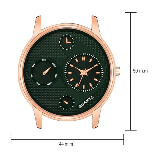 Acnos Slimline Green Dial Rosegold Case Green Leather Belt Analogue Watch for Men Boys Pack of 1 - Image 3