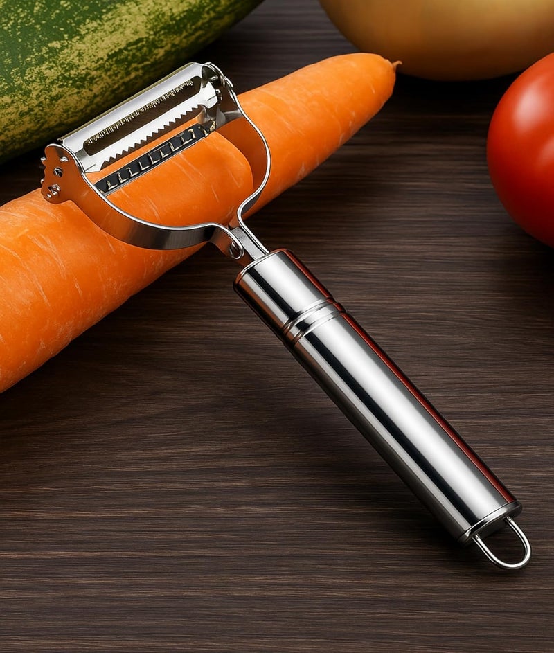 Bridge2shopping Premium Stainless Steel Vegetable Peeler, Silver, Ergonomic Handle, Sharp Double Blade Design, for Kitchen Use - Image 1