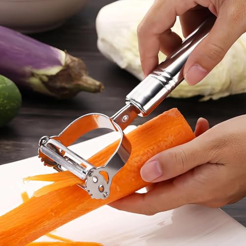 Bridge2shopping Premium Stainless Steel Vegetable Peeler, Silver, Ergonomic Handle, Sharp Double Blade Design, for Kitchen Use - Image 3