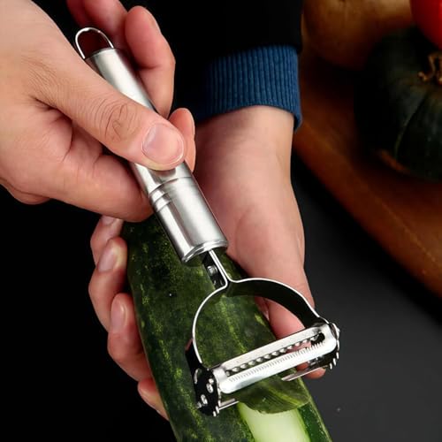 Bridge2shopping Premium Stainless Steel Vegetable Peeler, Silver, Ergonomic Handle, Sharp Double Blade Design, for Kitchen Use - Image 5