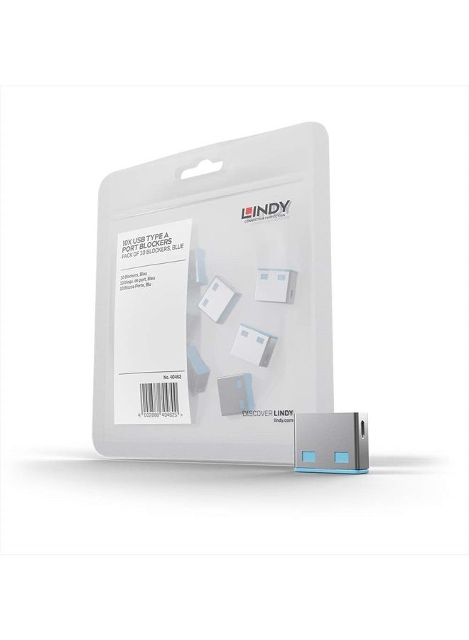 LINDY USB Port Blocker - Pack of 10 - Blue 40462