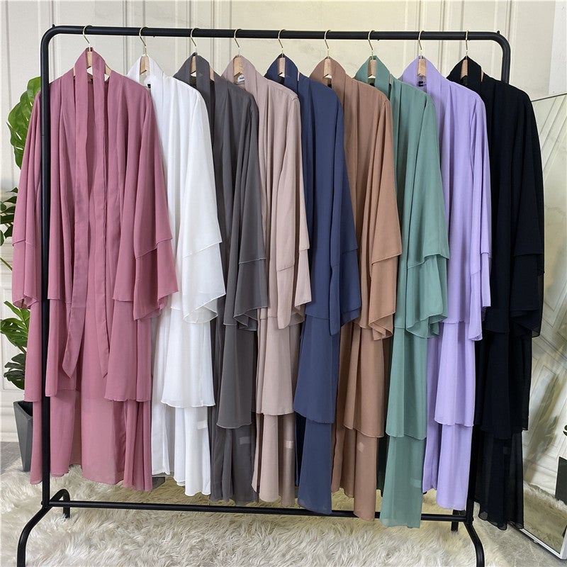 monica fashion Simple Solid Color Chiffon Cardigan - Image 2
