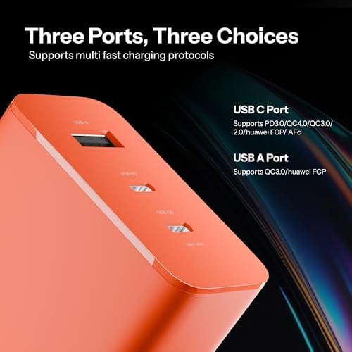 AILKIN 65W Gan Trio Charger Adapter,3 Port USB Type C to A Fast Wall Charging Compatible with Nothing CMF Phone 1/Nothing Phone 2/2a/2a Plus/3a/3a Plus/Tablet/Samsung Galaxy S24/S25 Series & More - Image 4