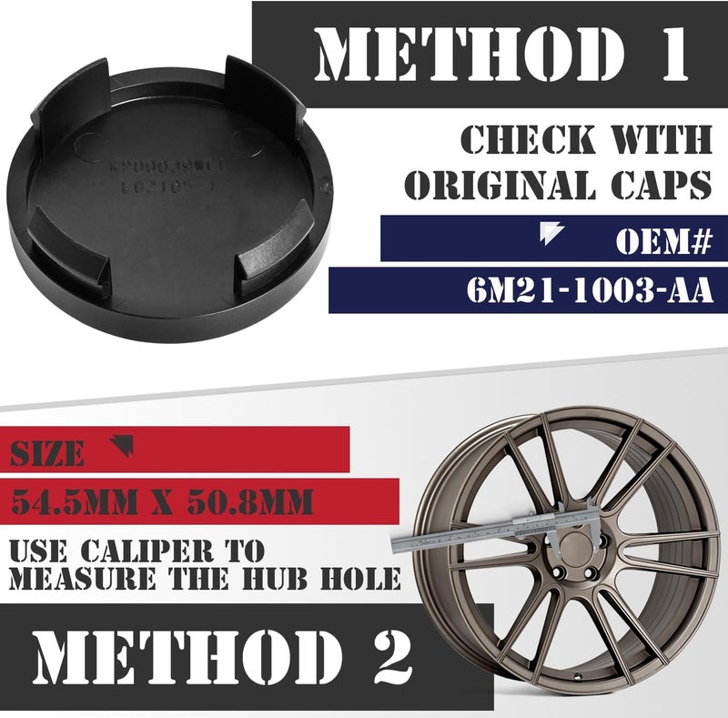 KitsPro 2.15Inch 55MM Wheel Center Caps for Ford Edge Escape Focus Fusion Rim Hub Caps 6M21 1003 AA, Pack of 4 (Gloss Black, Outer 55MM, Inner 51MM) - Image 3