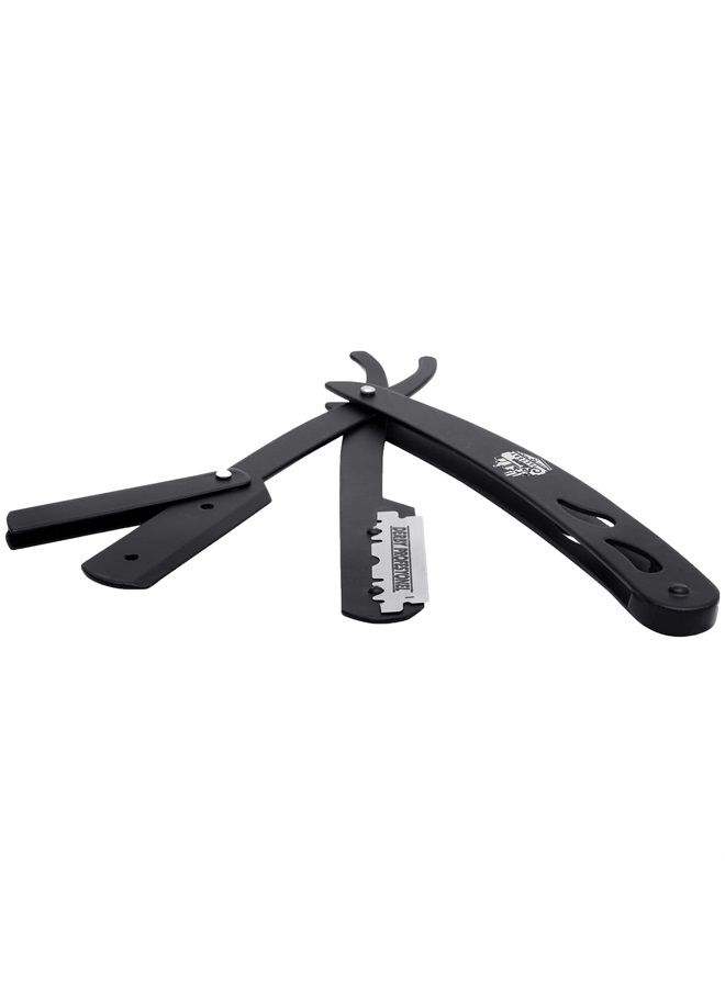 The Shave Factory Straight Edge Razor Kit - Straight Edge Razor with Single Edge Razor, Straight Razor, Straight Razors for Men (Black / 200 Derby Professional Single Edge Razor Blades)